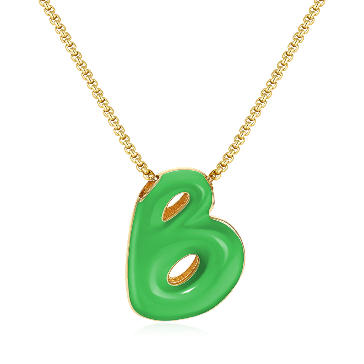 Bubble Letter Colorful Enamel Initial Necklace