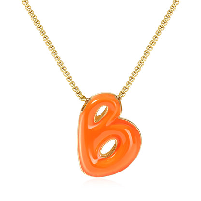Bubble Letter Colorful Enamel Initial Necklace