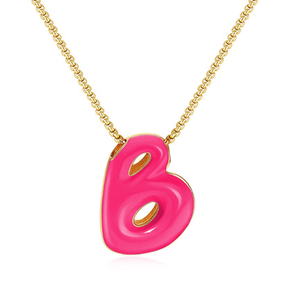 Bubble Letter Colorful Enamel Initial Necklace
