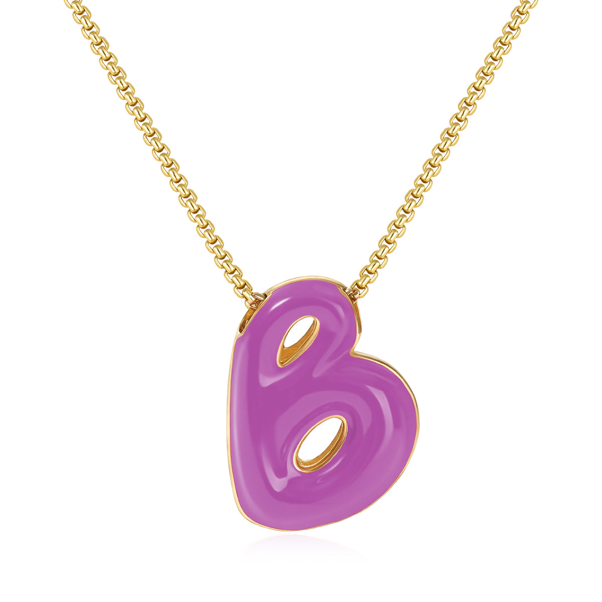 Bubble Letter Colorful Enamel Initial Necklace