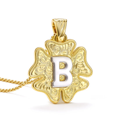 Flower Pendant Initial Necklace