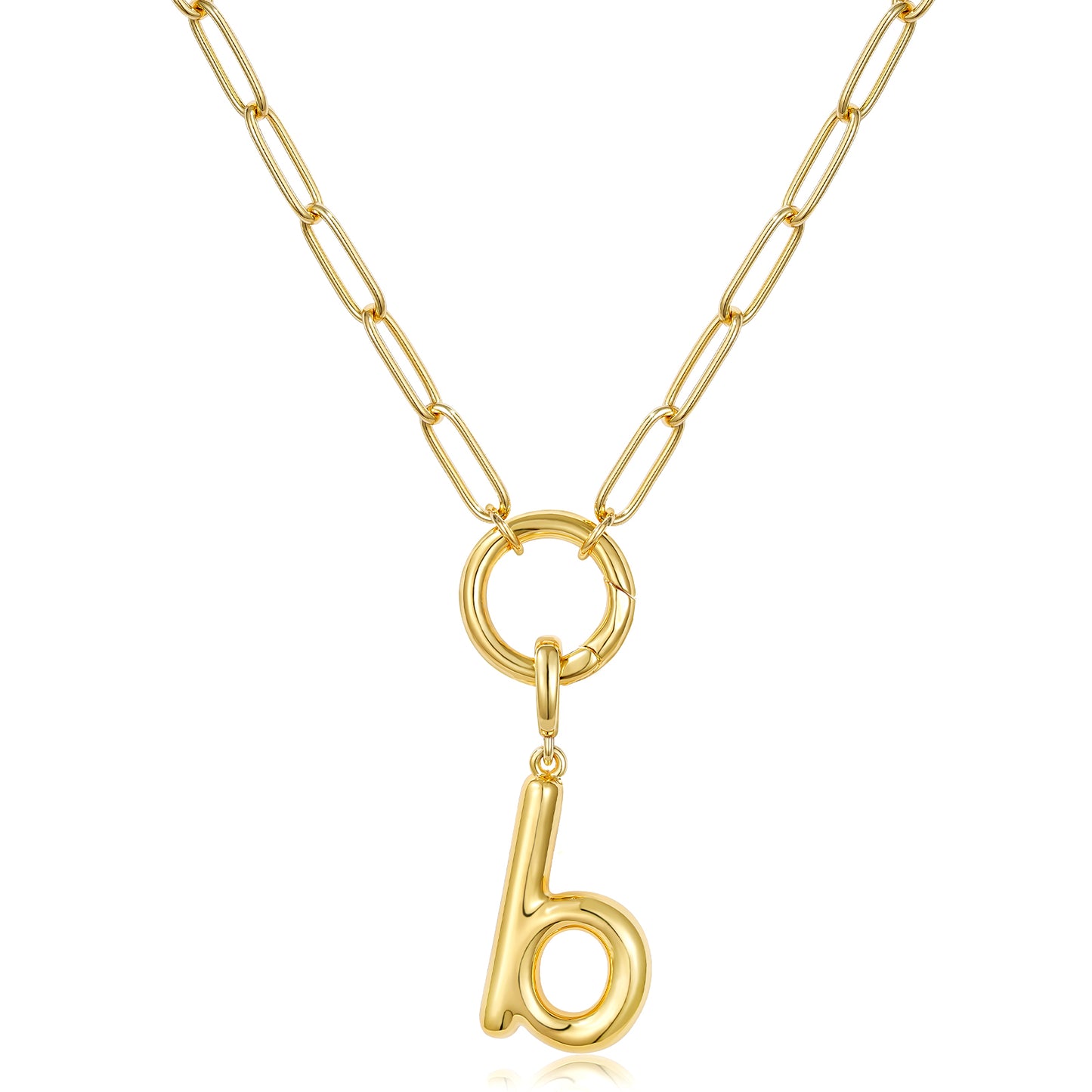 Gold Plated Initial Necklace with Removable Balloon Letter Pendant