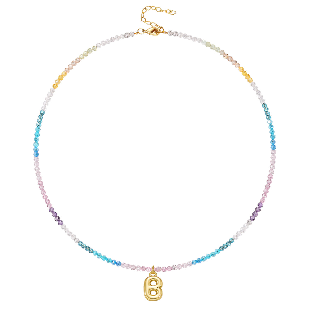 Beaded Bubble Letter Initial Pendant Necklace