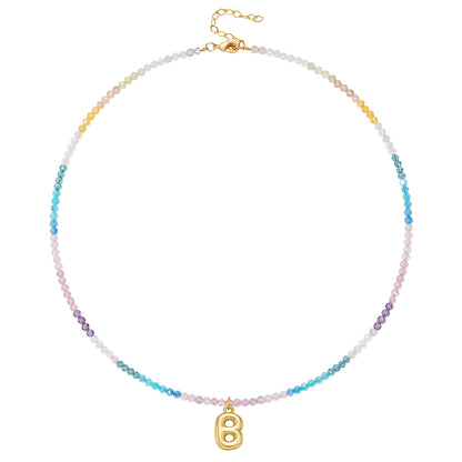 Beaded Bubble Letter Initial Pendant Necklace