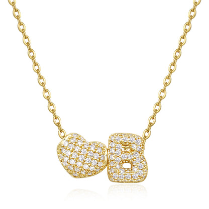 Bubble Heart Initial Necklaces