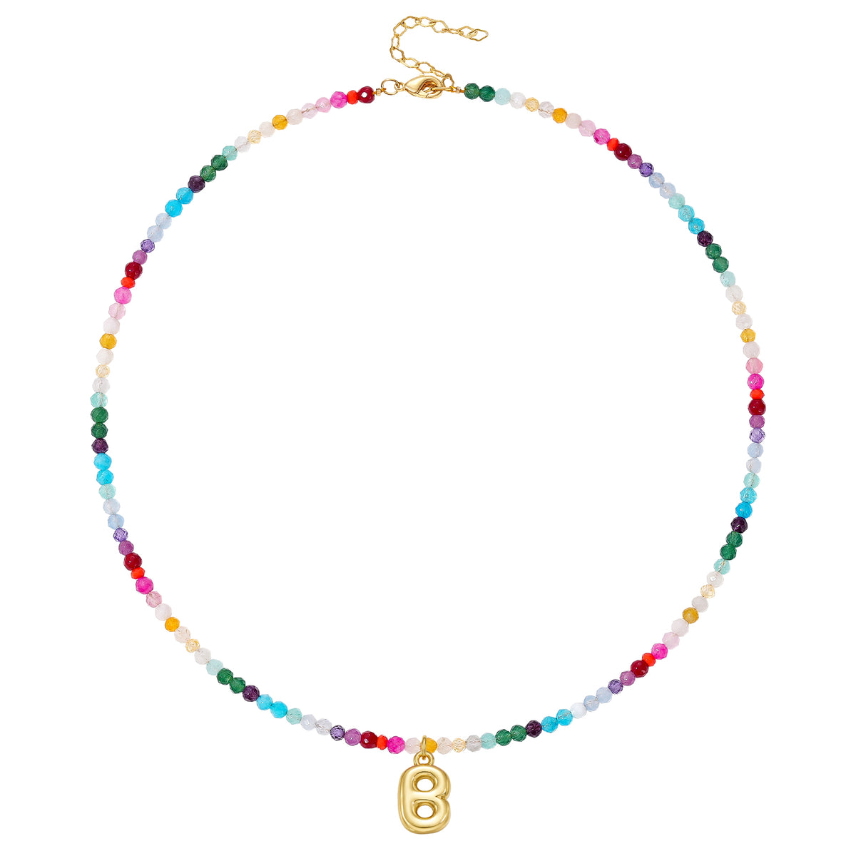 Beaded Bubble Letter Initial Pendant Necklace