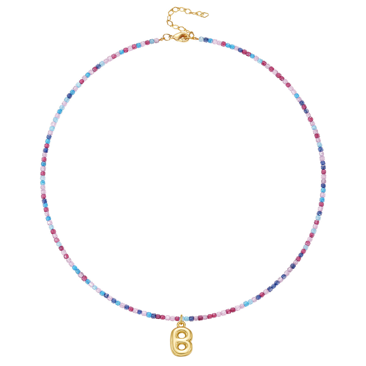 Beaded Bubble Letter Initial Pendant Necklace