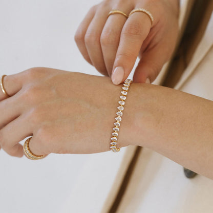 Adjustable Slider Teardrop Tennis Bracelets-White CZ
