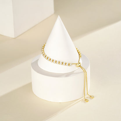 Adjustable Slider Teardrop Tennis Bracelets-White CZ