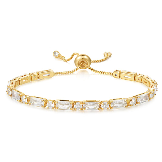 Adjustable Slider Tennis Bracelets-Alternate White CZ