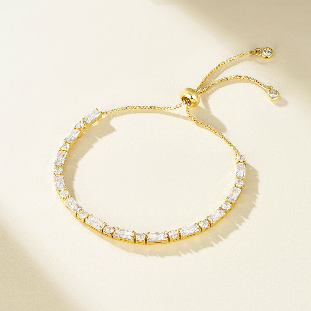 Adjustable Slider Tennis Bracelets-Alternate White CZ