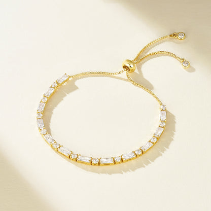 Adjustable Slider Tennis Bracelets-Alternate White CZ