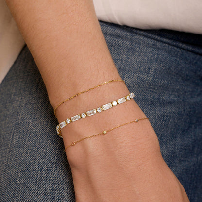 Adjustable Slider Tennis Bracelets-Alternate White CZ