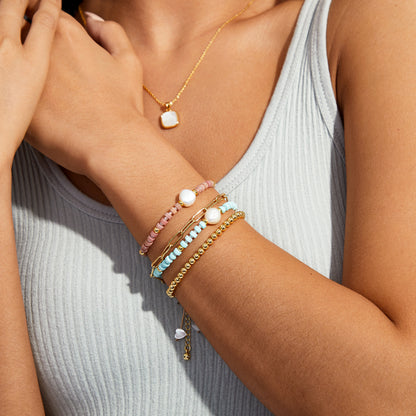 Adjustable Healing Crystal Bracelet Natural Rhodochrosite Beads with Irregular Pearl