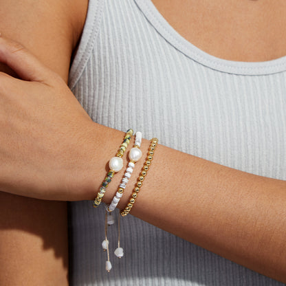 Adjustable Healing Crystal Bracelet Natural Howlite Beads with Irregular Pearl