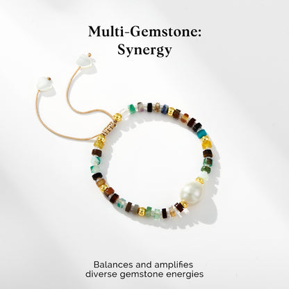 Adjustable Healing Crystal Bracelet Natural Multi-stones Beads with Irregular Pearl