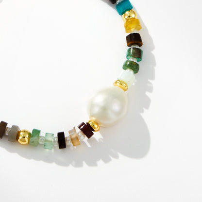 Adjustable Healing Crystal Bracelet Natural Multi-stones Beads with Irregular Pearl