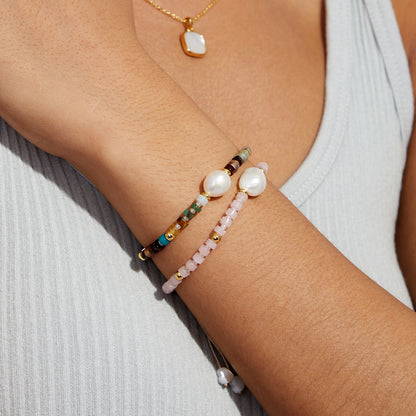 Adjustable Healing Crystal Bracelet Natural Multi-stones Beads with Irregular Pearl