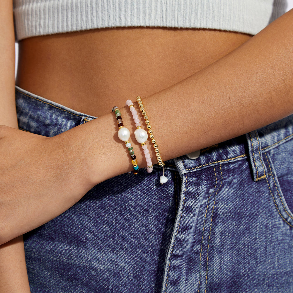 Adjustable Healing Crystal Bracelet Natural Multi-stones Beads with Irregular Pearl