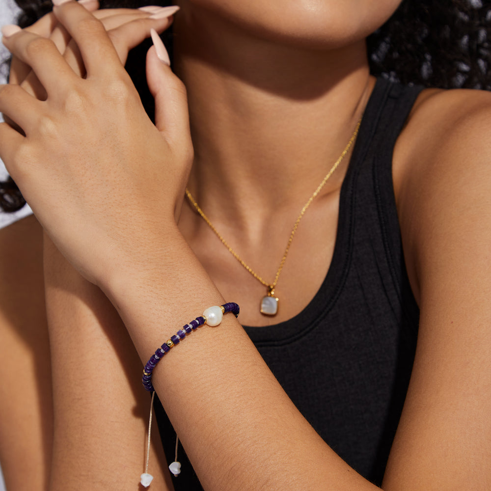 Adjustable Healing Crystal Bracelet Natural Sodalite Beads with Irregular Pearl