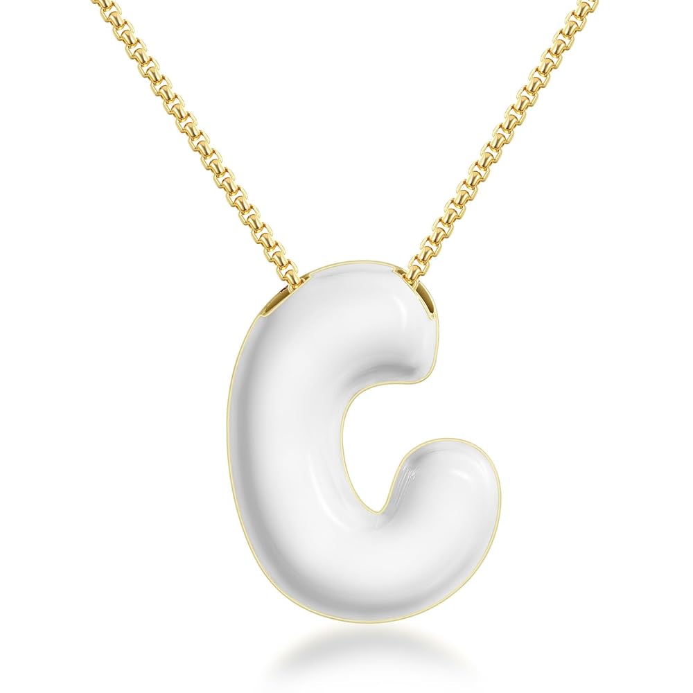 Bubble Letter Colorful Enamel Initial Necklace