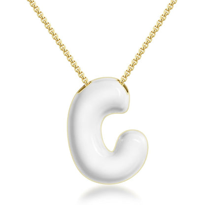 Bubble Letter Colorful Enamel Initial Necklace