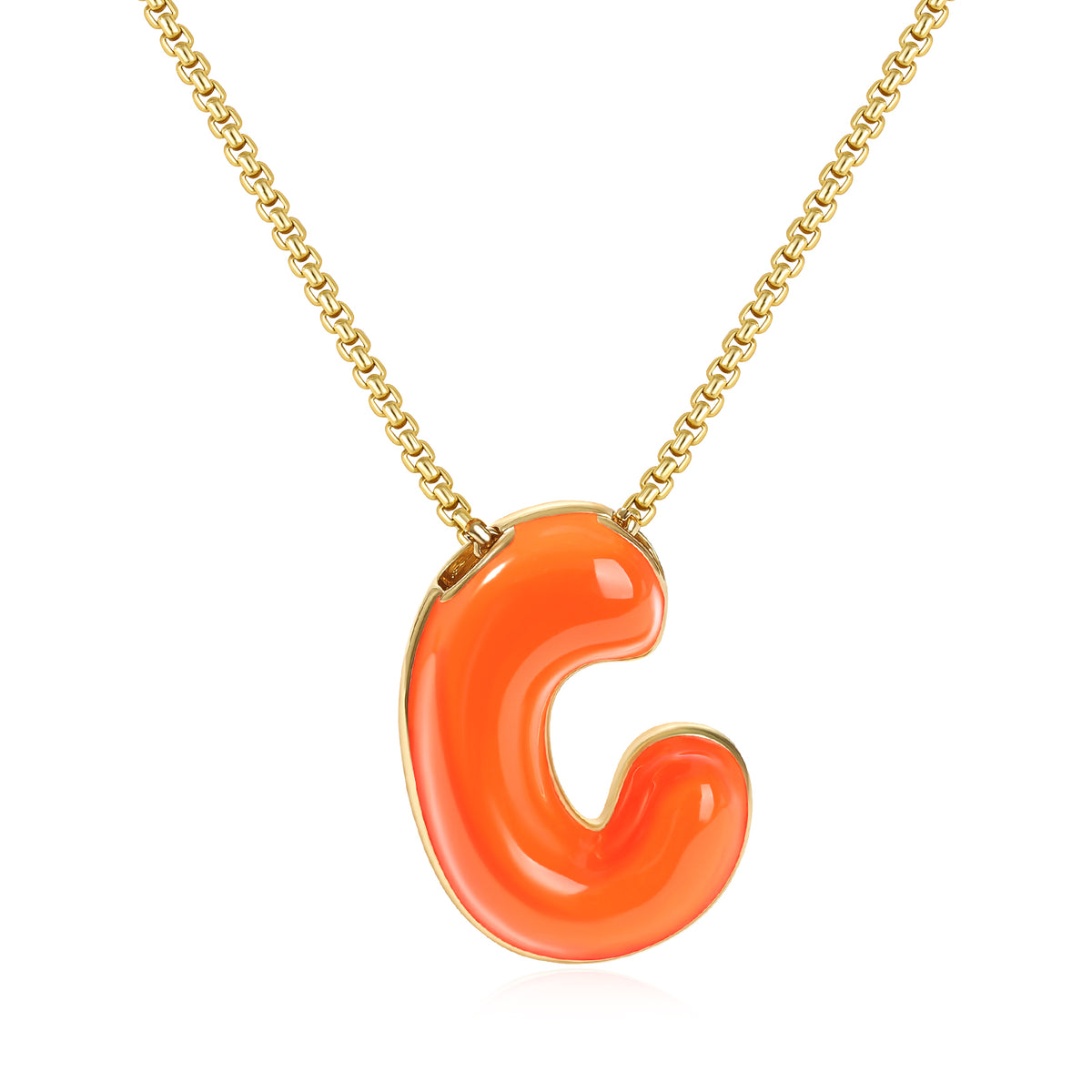 Bubble Letter Colorful Enamel Initial Necklace