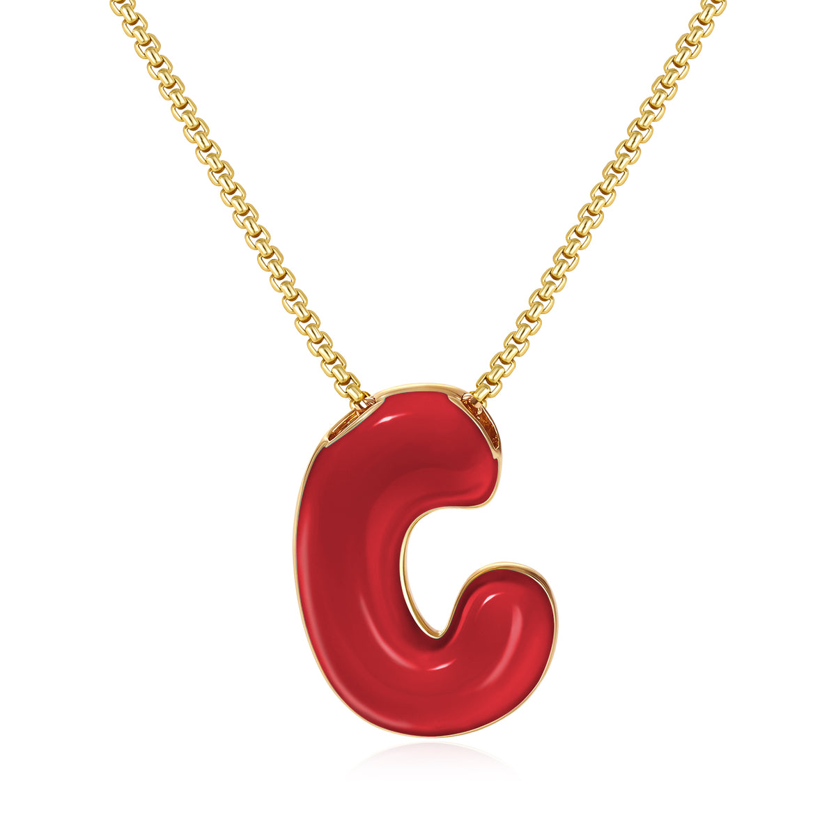 Bubble Letter Colorful Enamel Initial Necklace