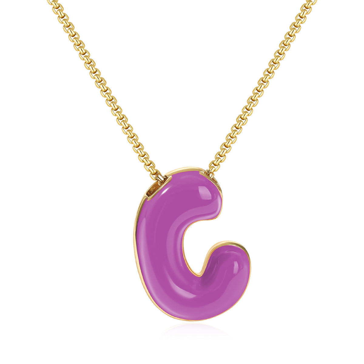Bubble Letter Colorful Enamel Initial Necklace