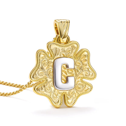 Flower Pendant Initial Necklace