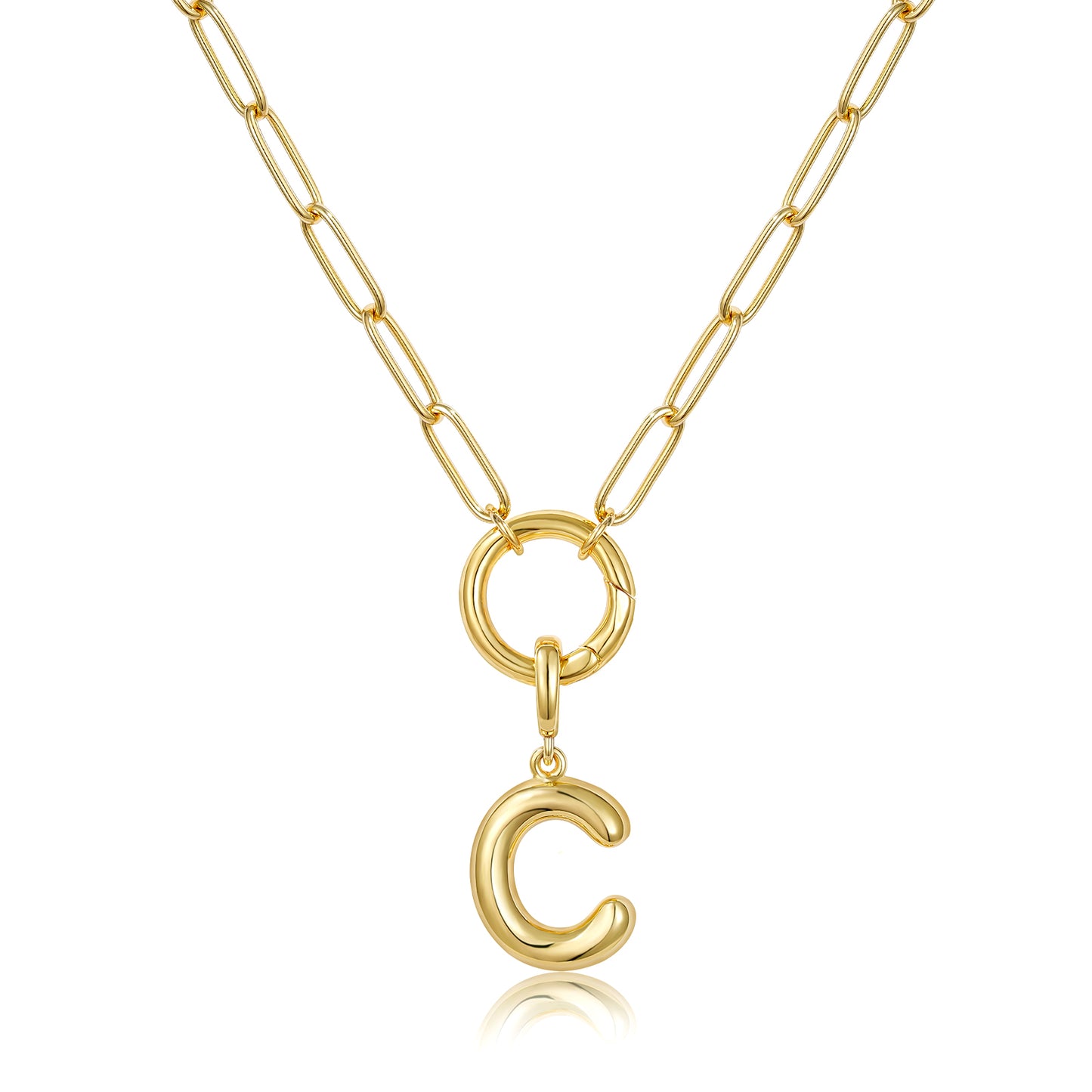 Gold Plated Initial Necklace with Removable Balloon Letter Pendant