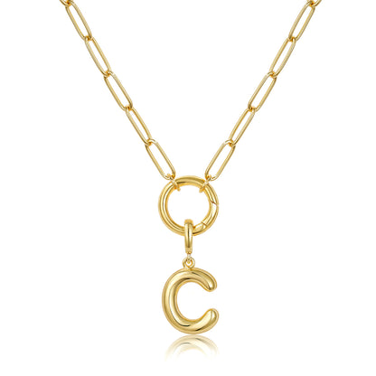 Gold Plated Initial Necklace with Removable Balloon Letter Pendant