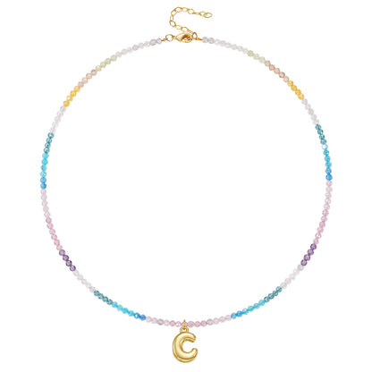 Beaded Bubble Letter Initial Pendant Necklace