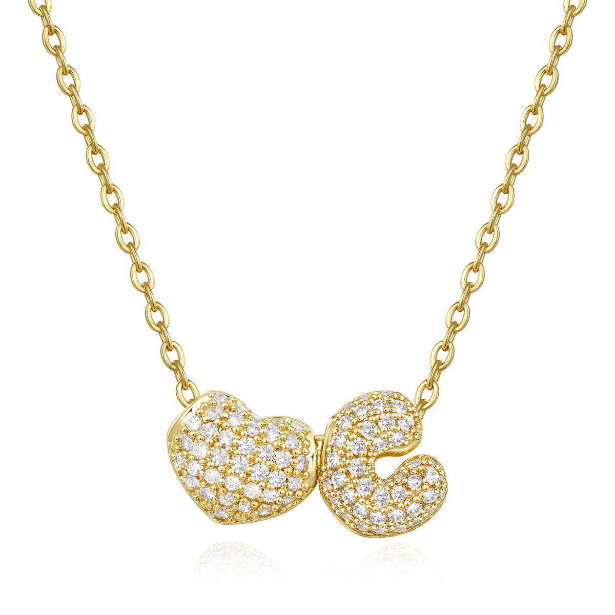 Bubble Heart Initial Necklaces