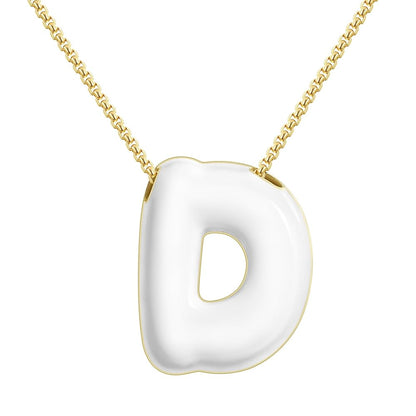 Bubble Letter Colorful Enamel Initial Necklace