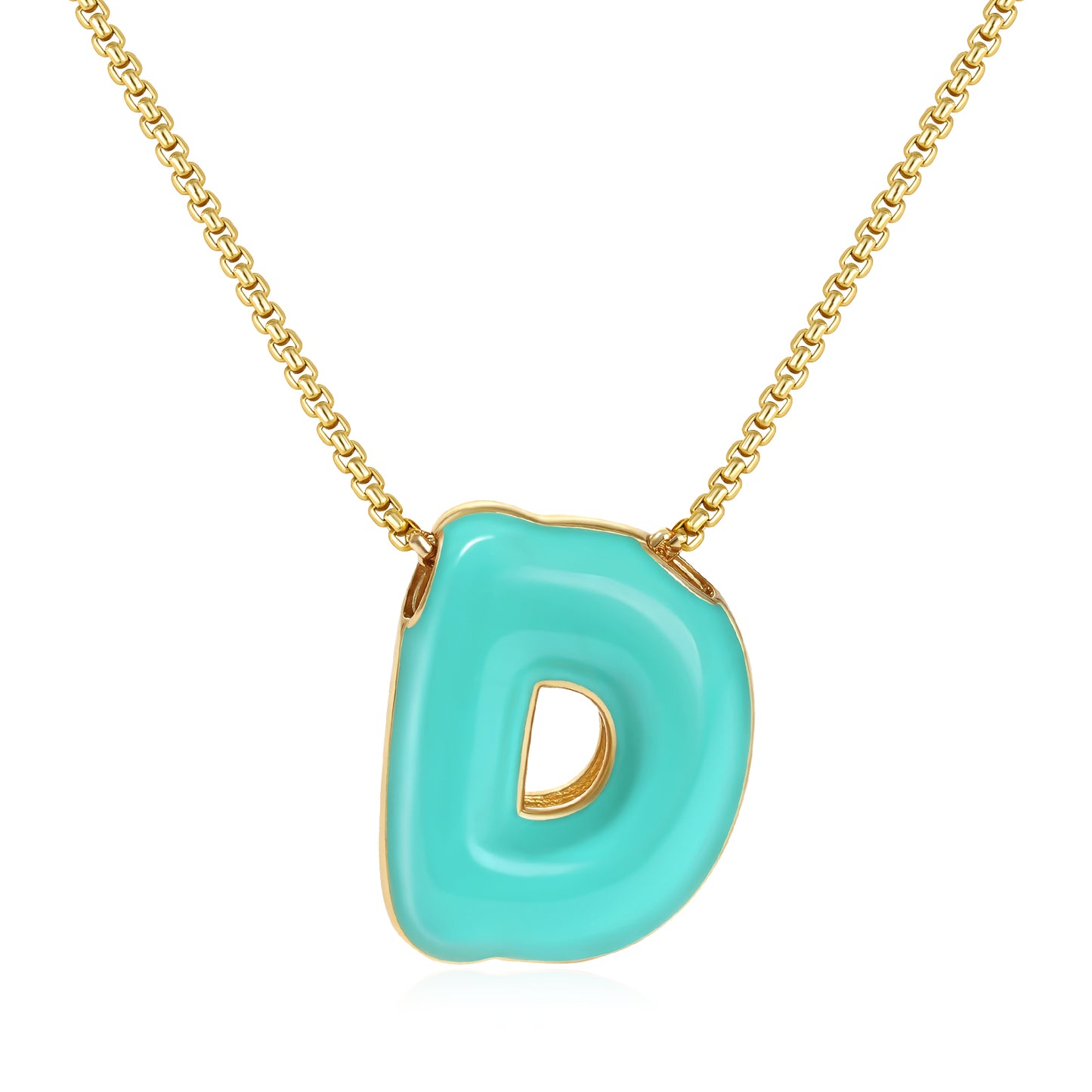 Bubble Letter Colorful Enamel Initial Necklace