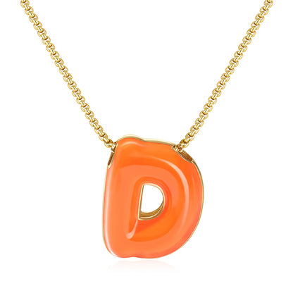 Bubble Letter Colorful Enamel Initial Necklace