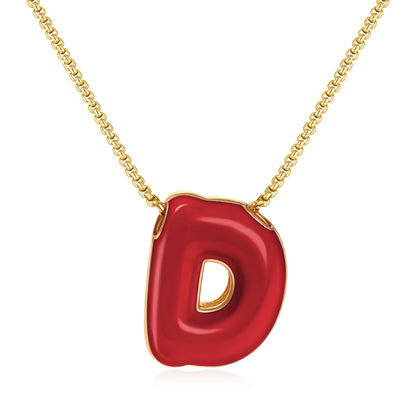 Bubble Letter Colorful Enamel Initial Necklace