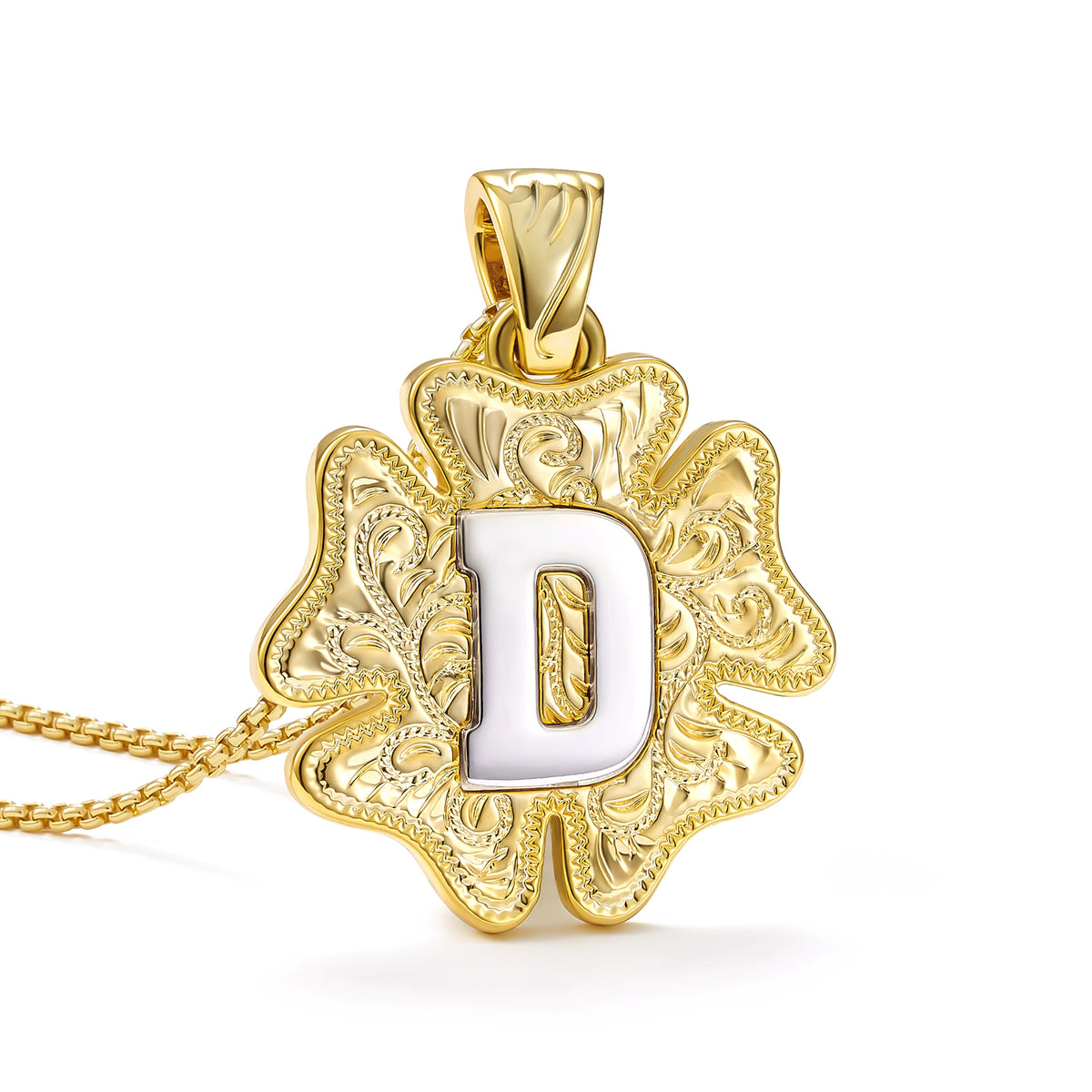 Flower Pendant Initial Necklace