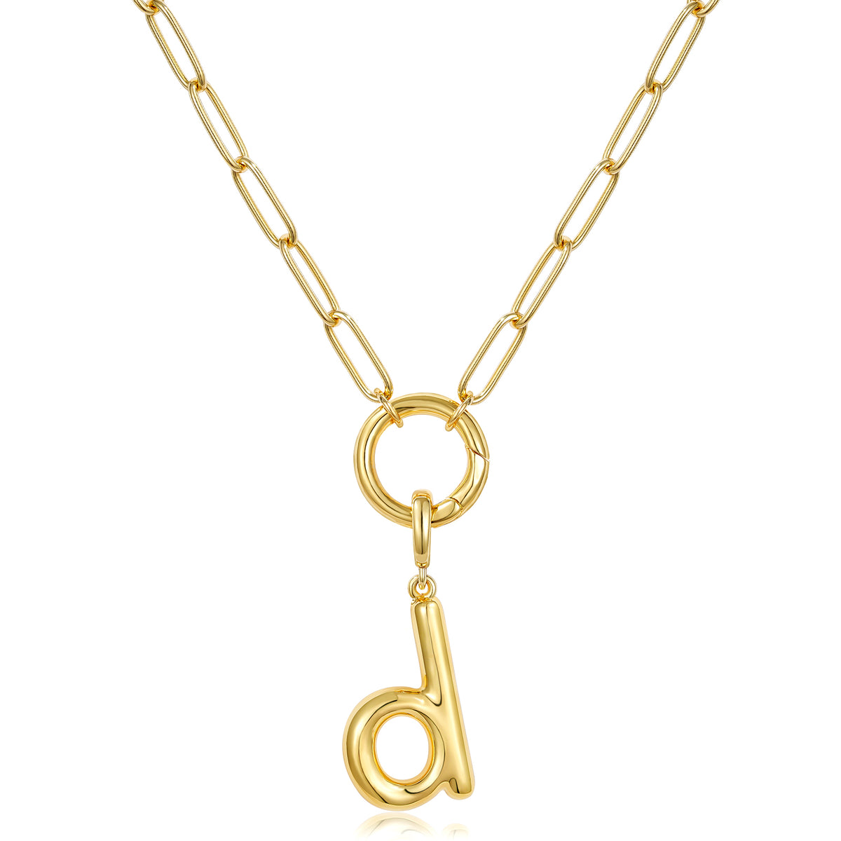 Gold Plated Initial Necklace with Removable Balloon Letter Pendant