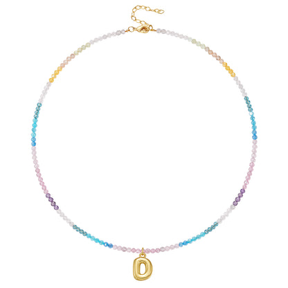 Beaded Bubble Letter Initial Pendant Necklace