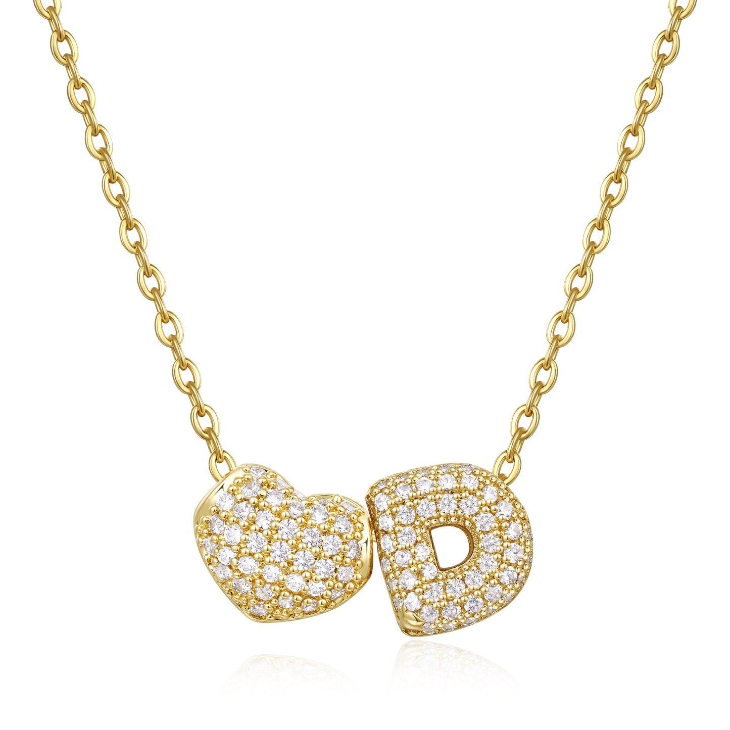Bubble Heart Initial Necklaces