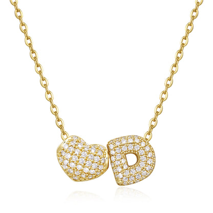 Bubble Heart Initial Necklaces