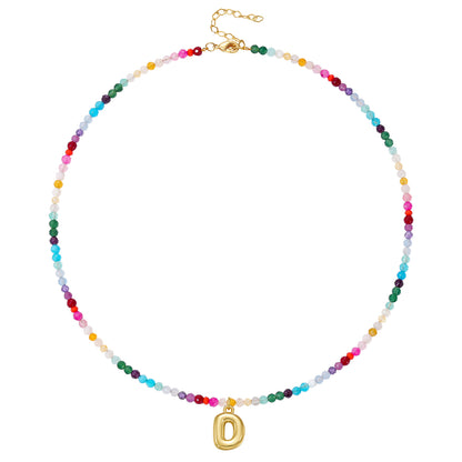 Beaded Bubble Letter Initial Pendant Necklace