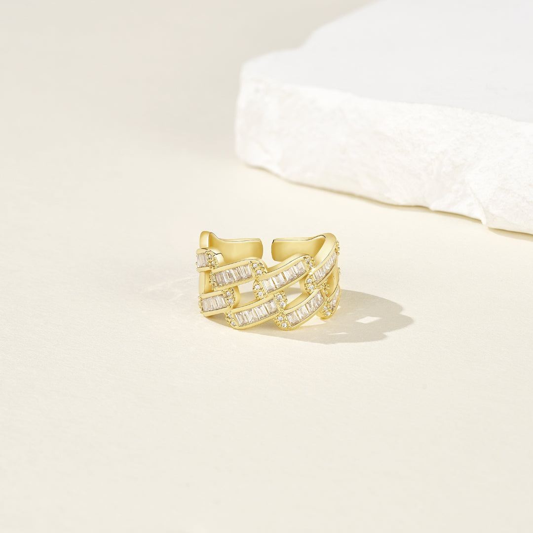 Adjustable Statement Irregular Geometric Chunky Finger Rings-Rhomboid