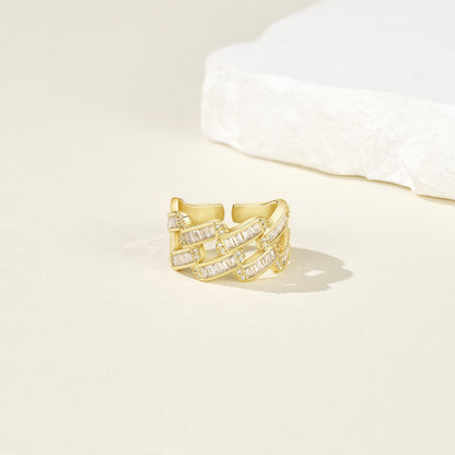 Adjustable Statement Irregular Geometric Chunky Finger Rings-Rhomboid