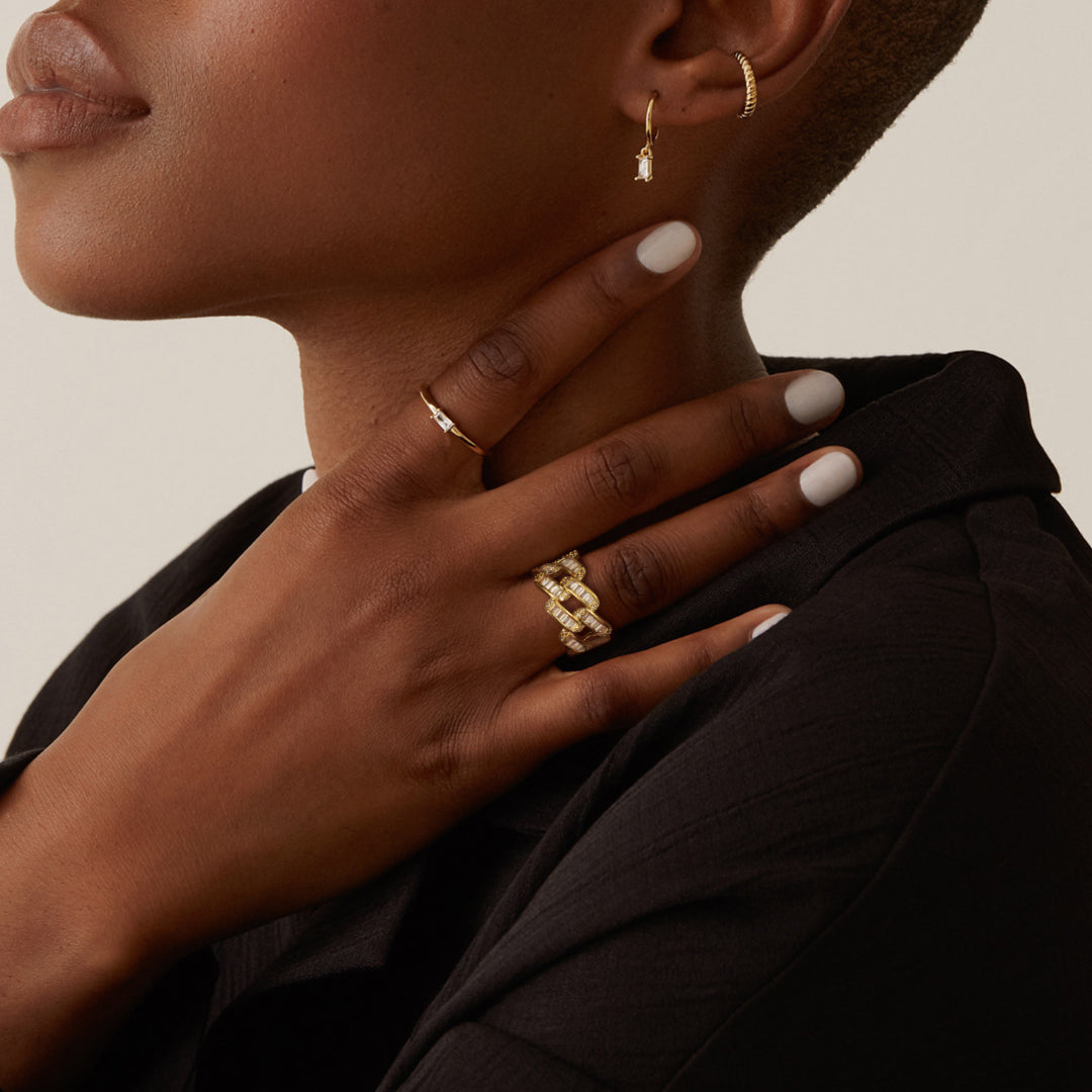 Adjustable Statement Irregular Geometric Chunky Finger Rings-Rhomboid