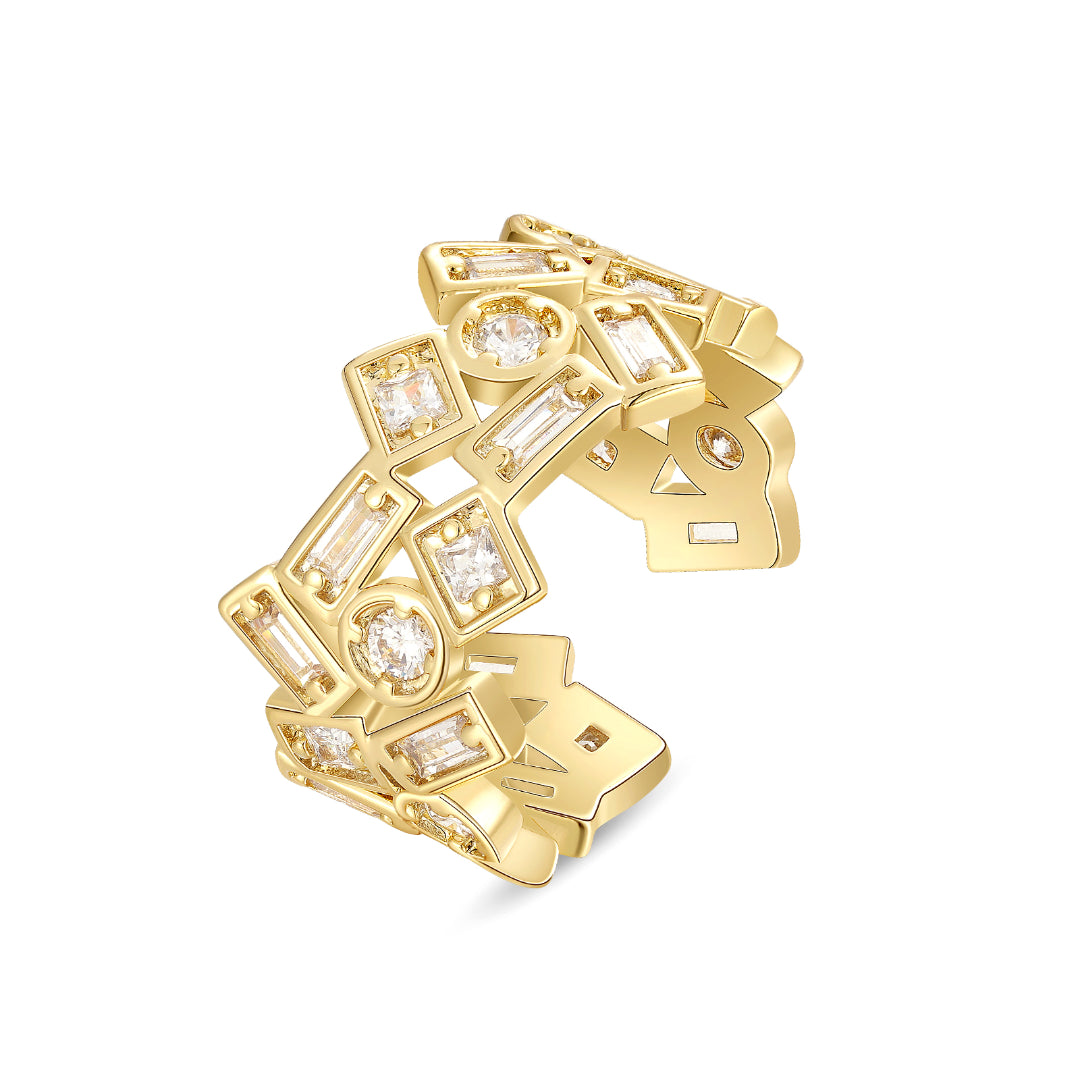 Adjustable Statement Irregular Geometric Chunky Finger Rings-Geometry