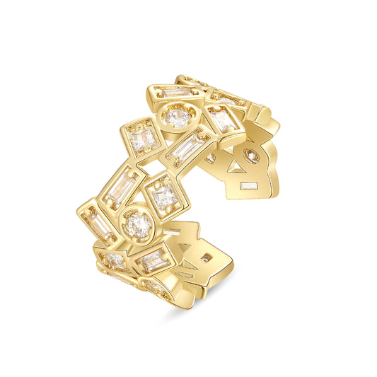 Adjustable Statement Irregular Geometric Chunky Finger Rings-Geometry