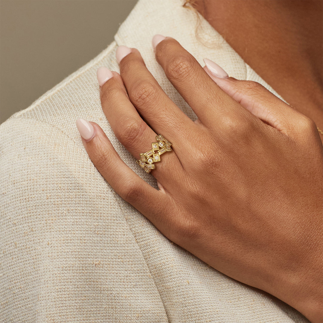 Adjustable Statement Irregular Geometric Chunky Finger Rings-Geometry